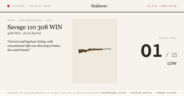 Savage 110 Classic 308 WIN 22″ Bolt Action Rifle reference image for Holdover Ban-Risk verdict