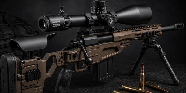 Discovery ED-ELR 5-40x56 FFP scope mounted on one of Steve's Cadex precision rifles.