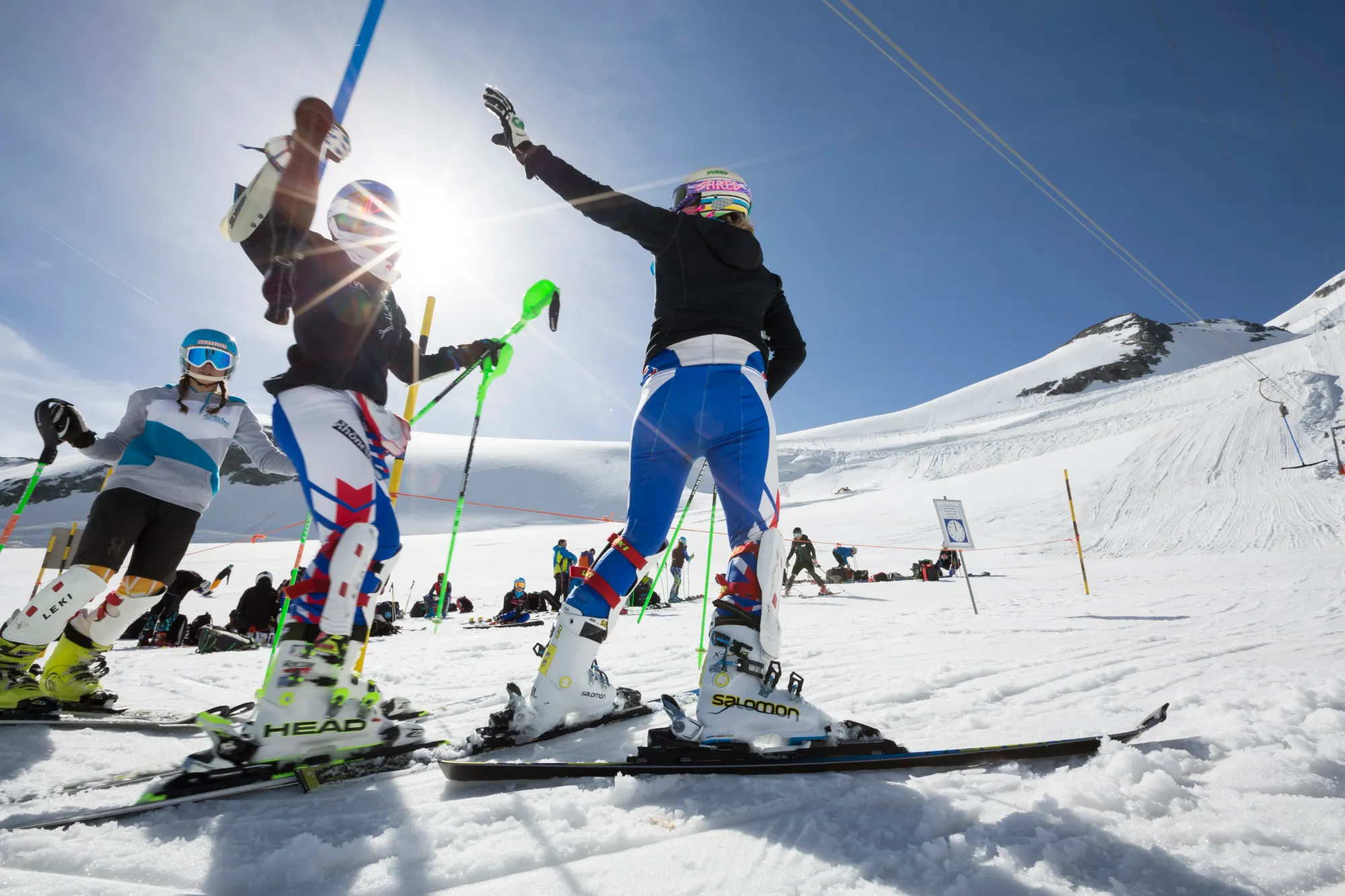 Ski competitors training on the glacier in Saas Fee