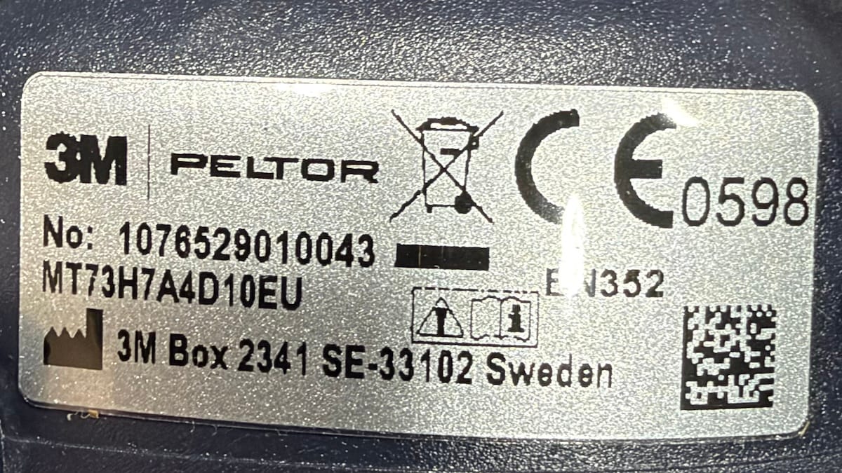 3M Peltor tyyppikilpi