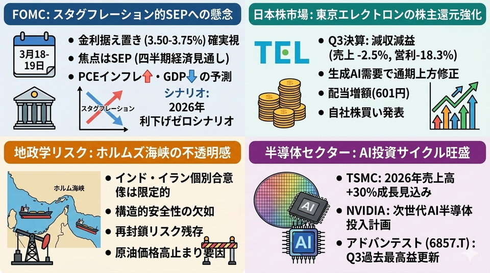 市場分析レポート 2026年3月18日 — FOMCと日銀で揺れる相場
