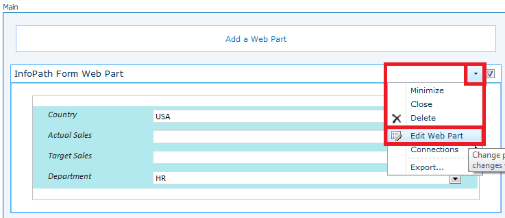 Modify InfoPath Web Part