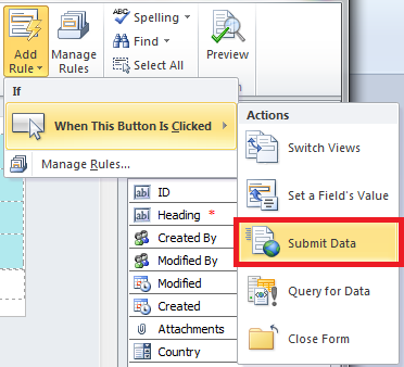 Add Rule To InfoPath Button