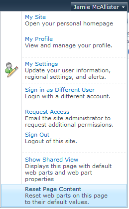 Reset Personalize Option