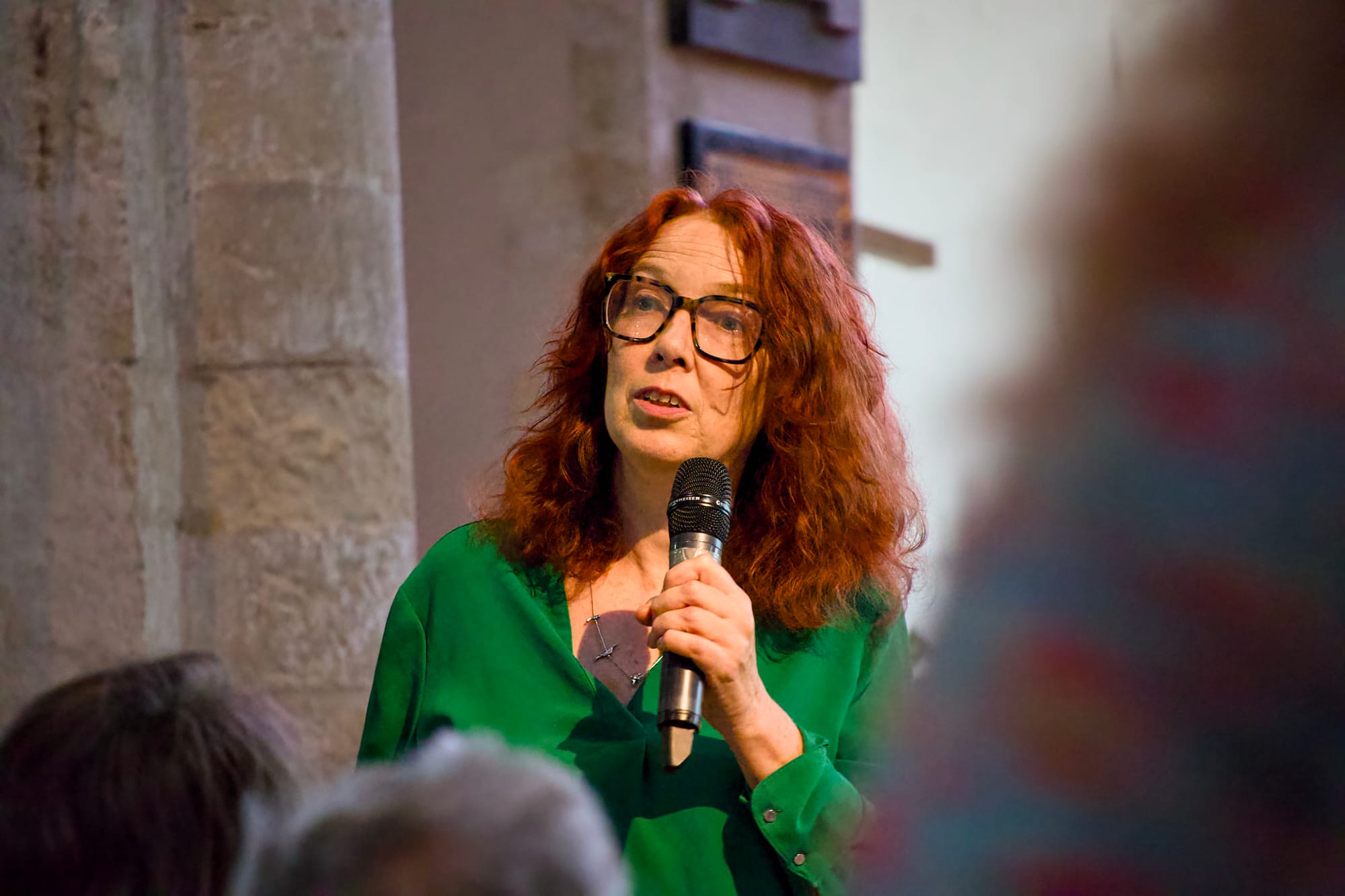 Henri Brocklebank of the Sussex Wildlife Trust talking in Steyning Parish Church at a book event. 