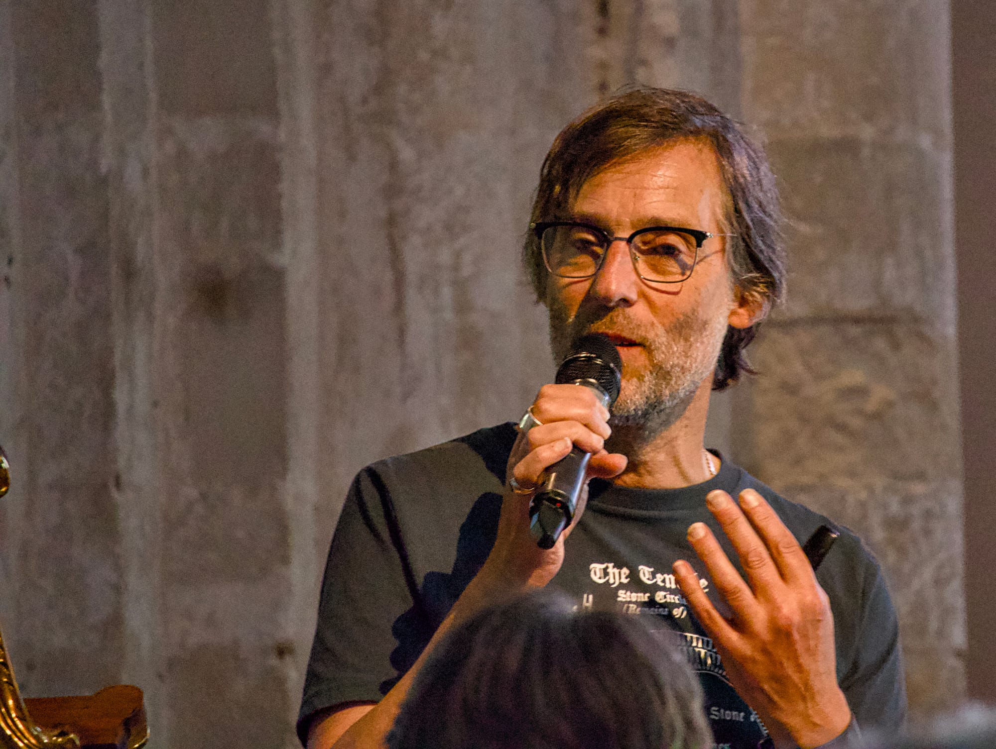 David Bramwell speaking at a book event in Steyning about his co-authored book The Long Man and & Friends: Sacred Sussex
