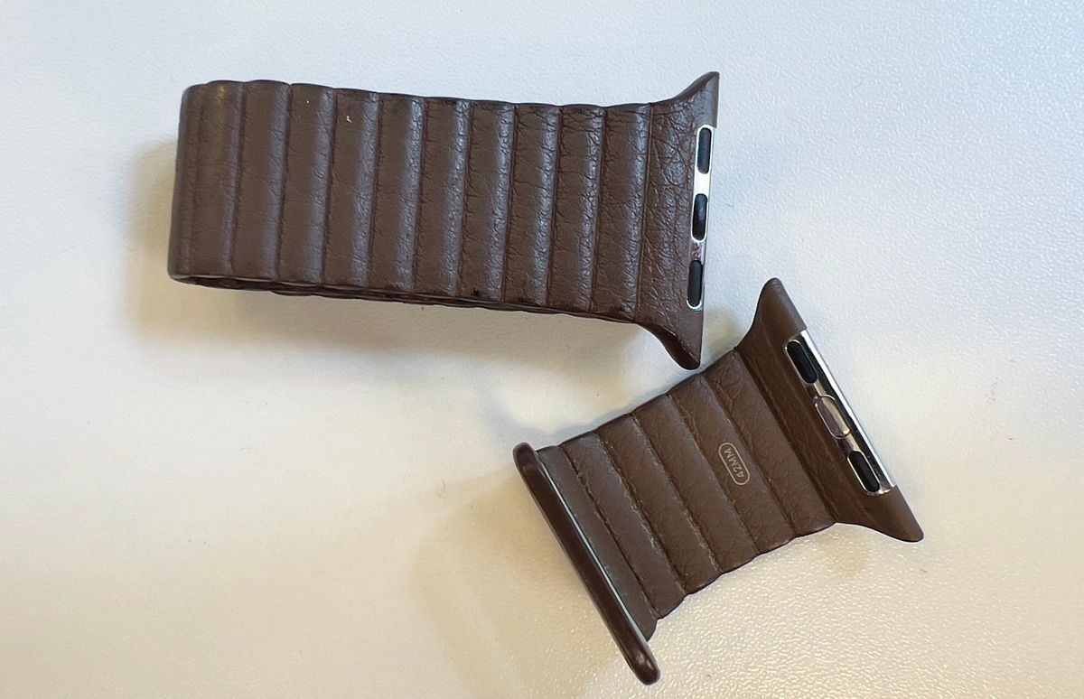 An old Apple Watch Leather Loop strap