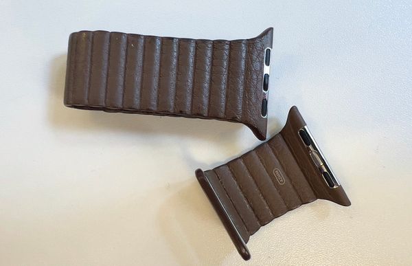 An old Apple Watch Leather Loop strap