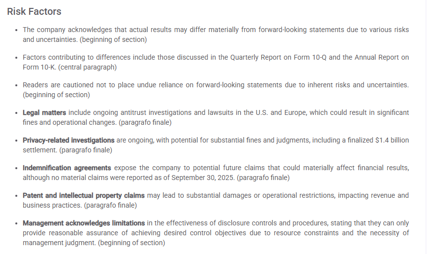 Alphabet risk factors: antitrust, privacy investigations, potential fines and operational changes