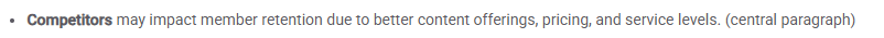 Netflix 10-Q risk factors showing competition or advertising revenue risks
