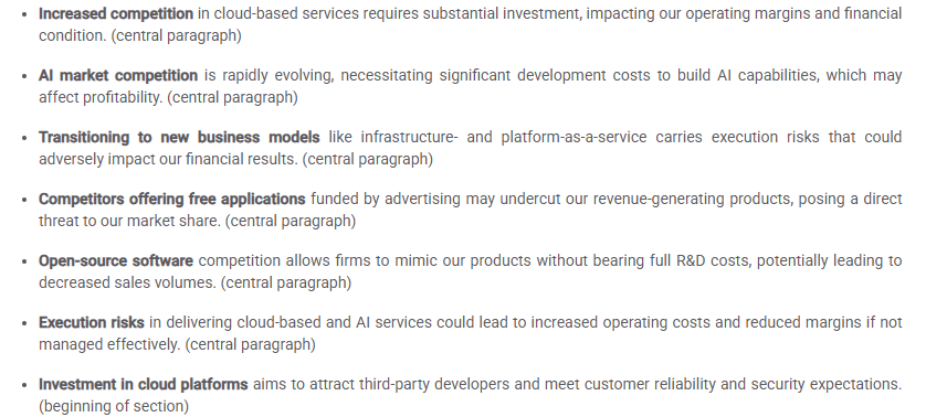 Microsoft 10-Q risk factors highlighting AI and cloud execution risks