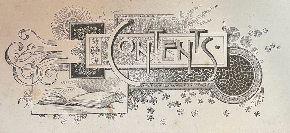 Highly decorative 19th Century line art with the word 'Contents'