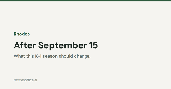 After September 15: What This K-1 Season Should Change