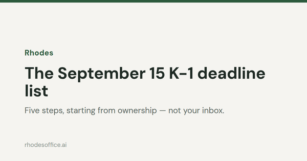 The September 15 K 1 Deadline List