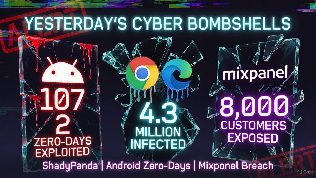 4.3 Million Browsers Turned Spy, Mixpanel Leaks 8K Accounts, and Google’s 107-Bug Panic Patch