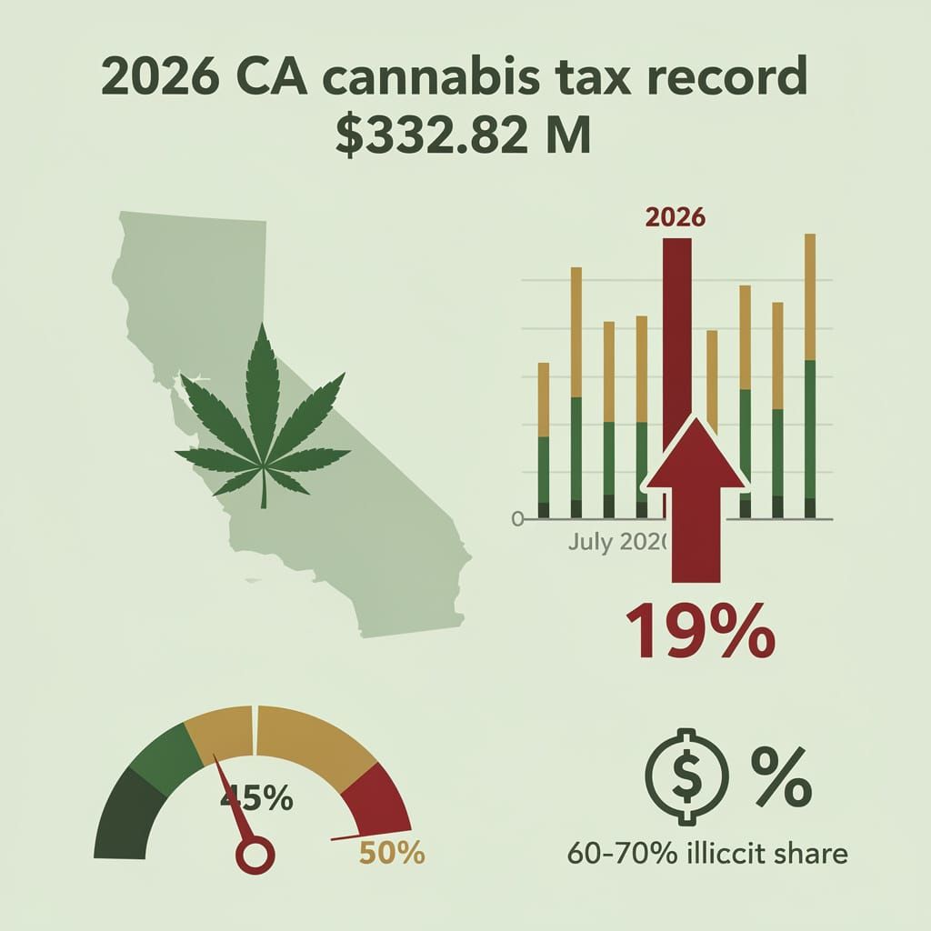 $332.82M Record Haul — California Cannabis Tax Revenue Masks Market Strain Before 19% Excise Hike