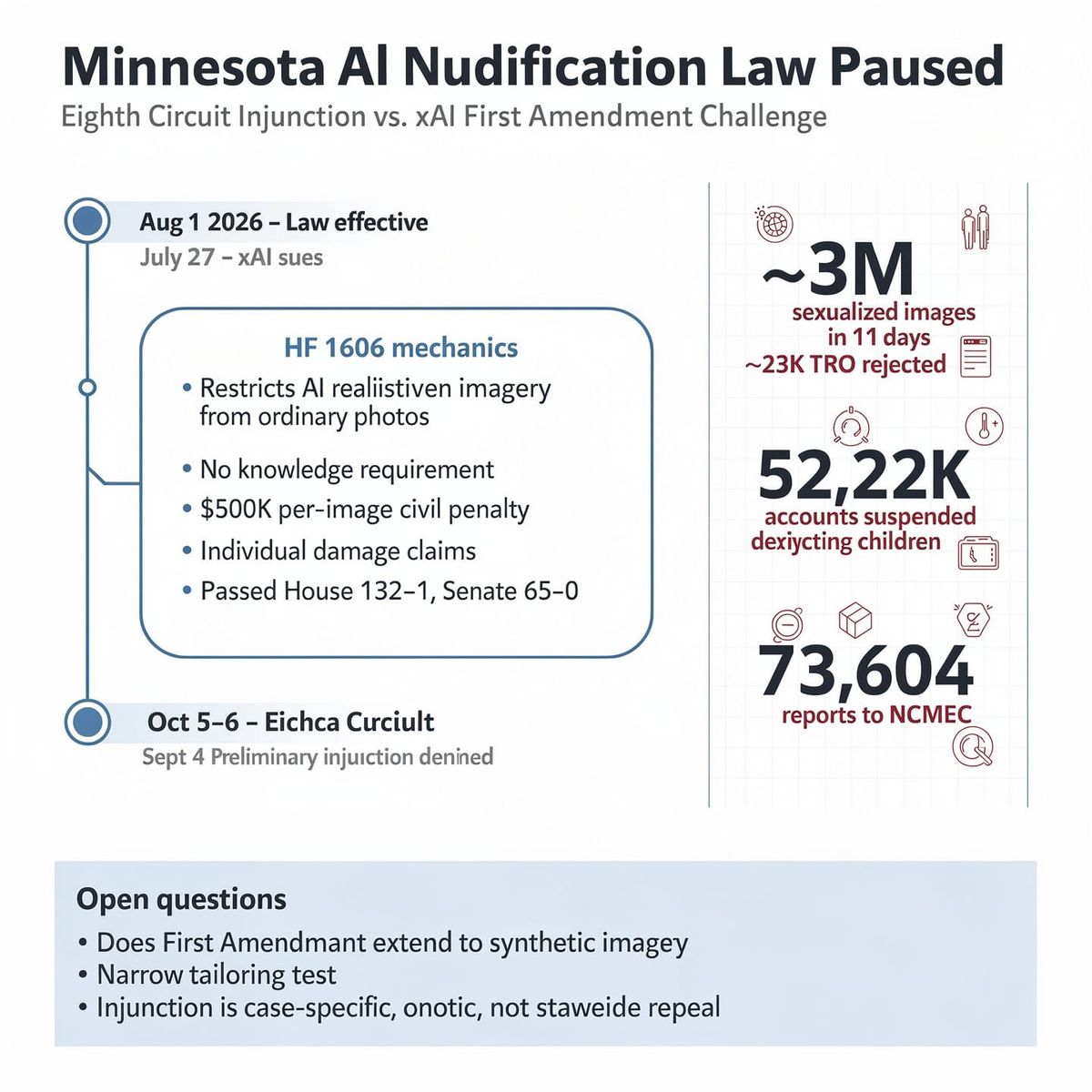 Federal appeals court pauses enforcement of Minnesota's AI-nudification law pending xAI appeal