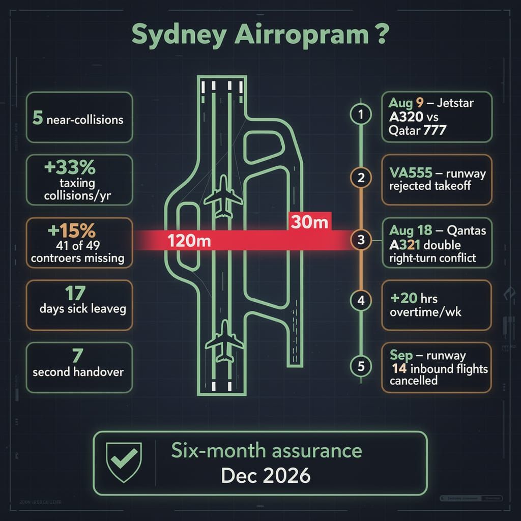 Sydney's five runway near-misses reveal a structural controller shortfall