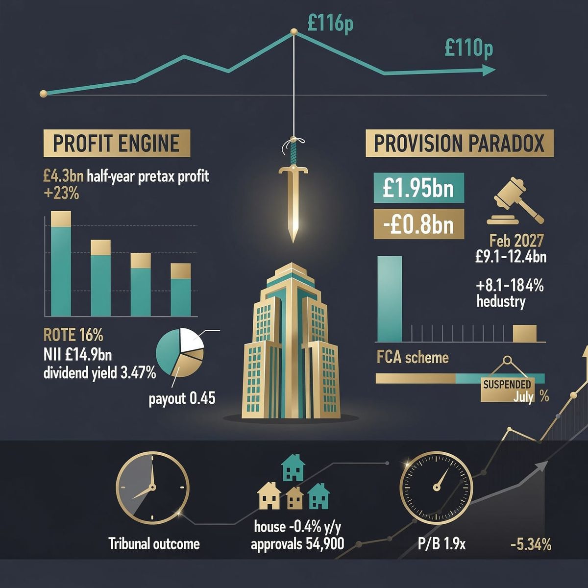 Lloyds' crisis-era rally meets a suspended £2.75B motor-finance sword