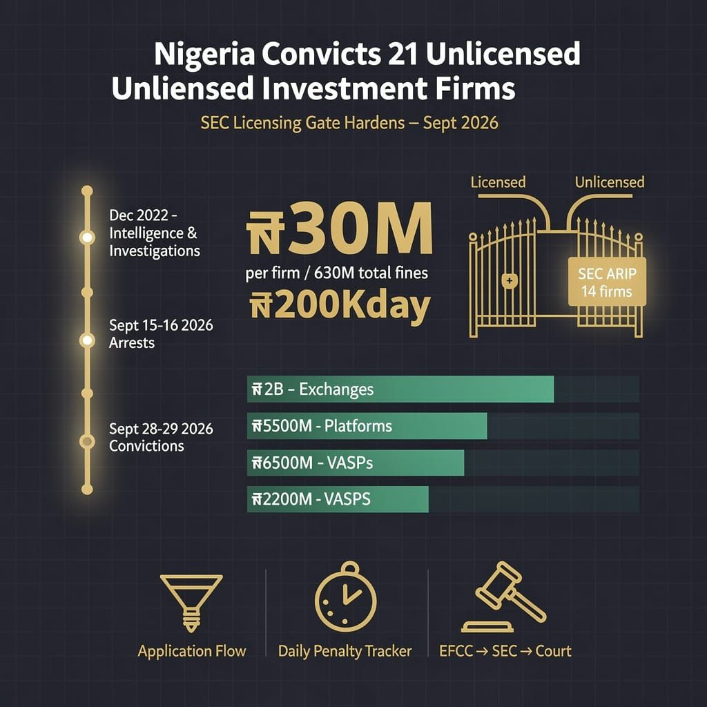 Nigeria convicts 21 firms, hardening the licensing gate on investment operators