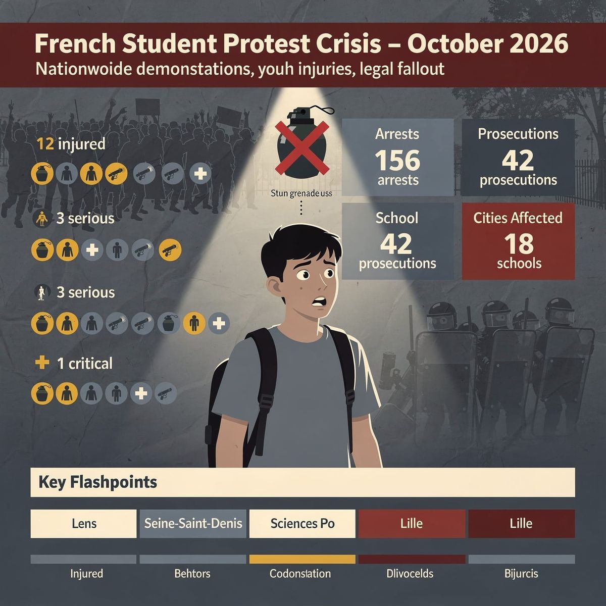 France suspends police stun grenades after student's injury