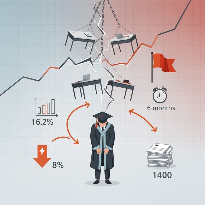 8% Graduate Hiring Drop: Youth Unemployment Hits 16.2% as 140 Applicants Fight Per Vacancy