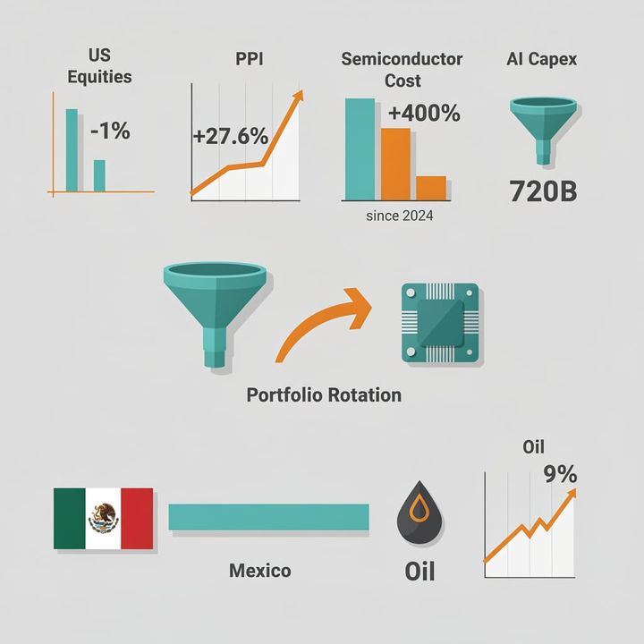 $720B AI Capex, Chipflation 27.6% — Wall Blames Middle East for 1% Dip