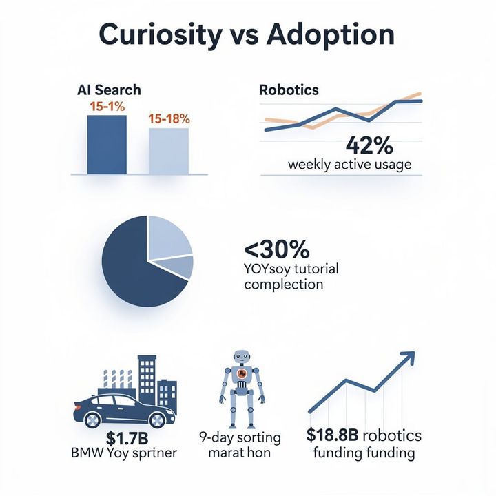 15–18% AI Search Bump Masks Flat Usage: Curiosity Peaks, Adoption Stalls