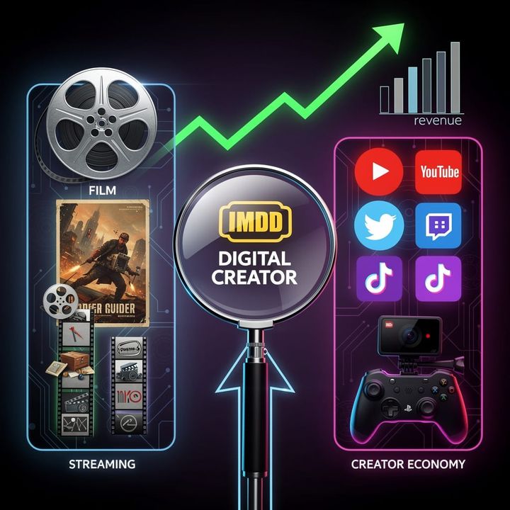 IMDb interface displaying a Digital Creator profile category alongside traditional film credits at TIFF 2026.