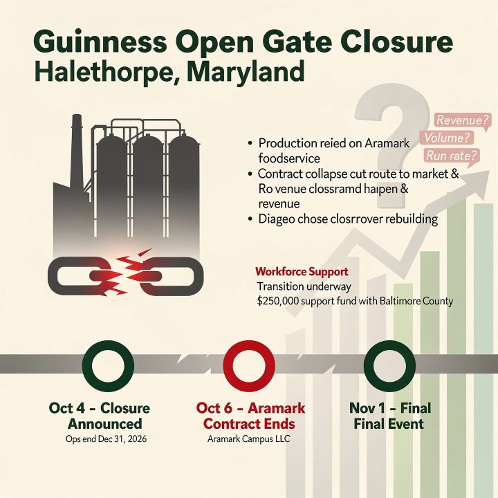 Exterior view of the Guinness Open Gate Brewery production facility in Halethorpe, Maryland.