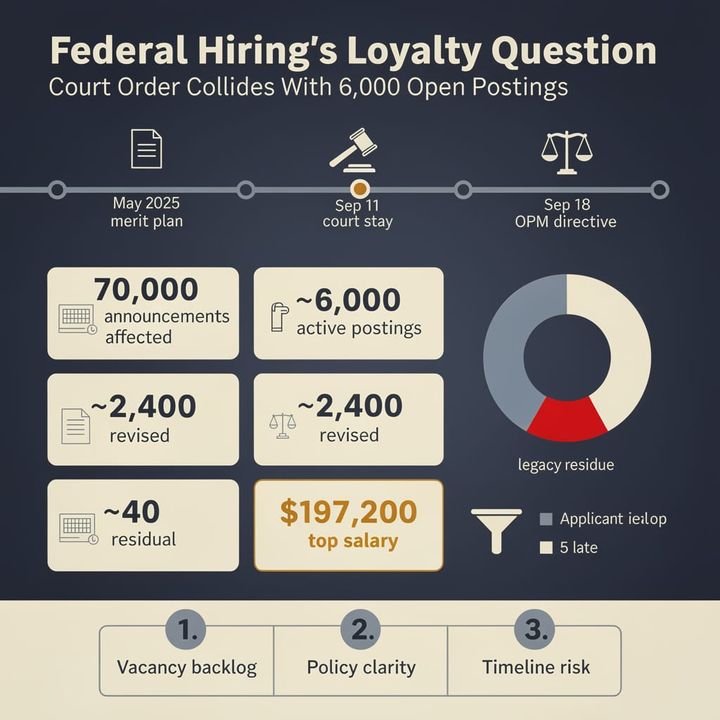 Federal job announcement screen with an application form and shift-change assignments