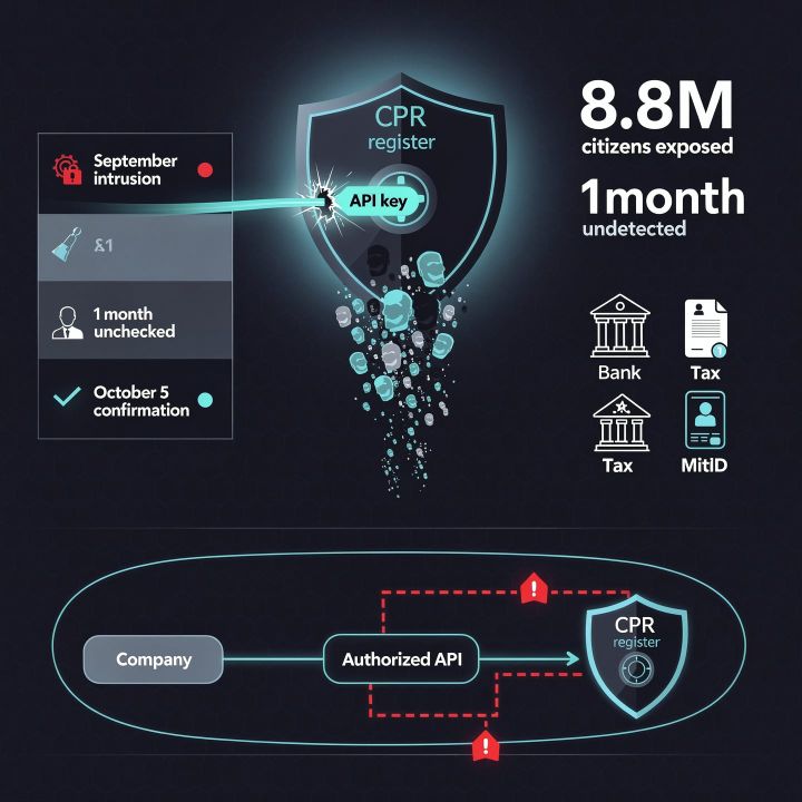 Illustration of a large padlock in front of a digital database grid, with a stream of personal data records flowing past it.