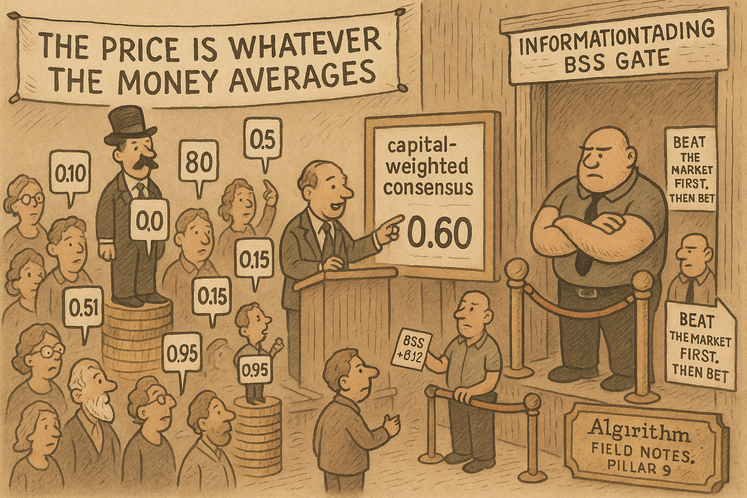9.13 What a Market Price Actually Is: Capital-Weighted Consensus and the Brier Skill Score Gate