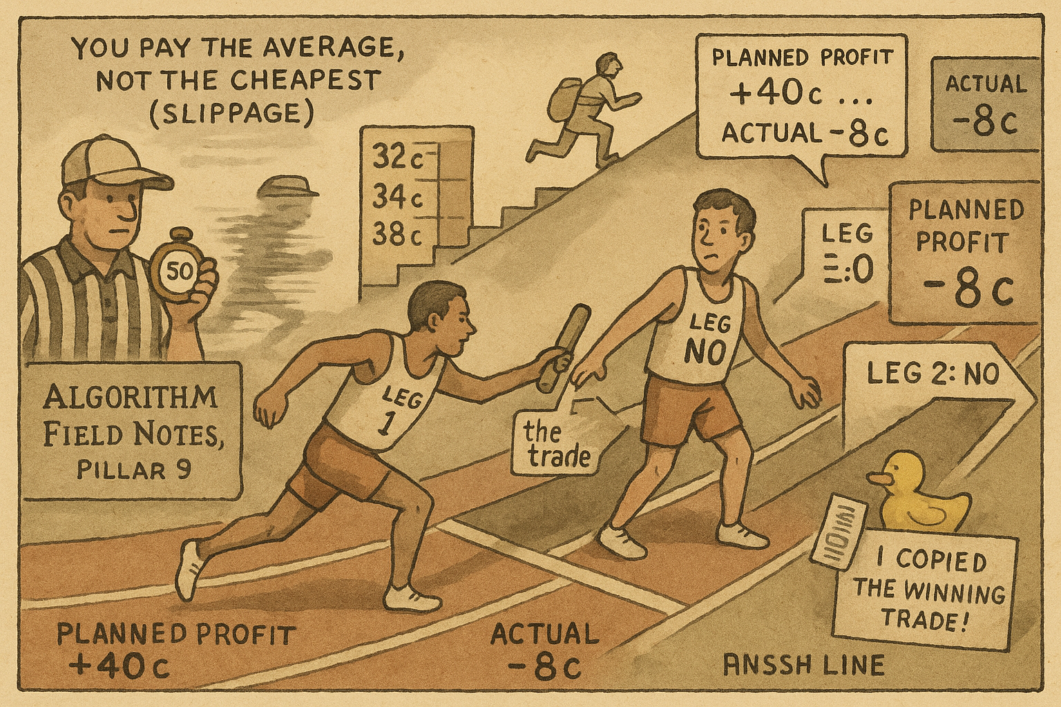 9.17 Execution Is Part of Expected Value: VWAP Slippage, the Five-Cent Threshold, and Why Copytrading an Arb Loses