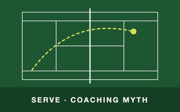 Tennis court from above with a ball path – SErve · Coaching Myth