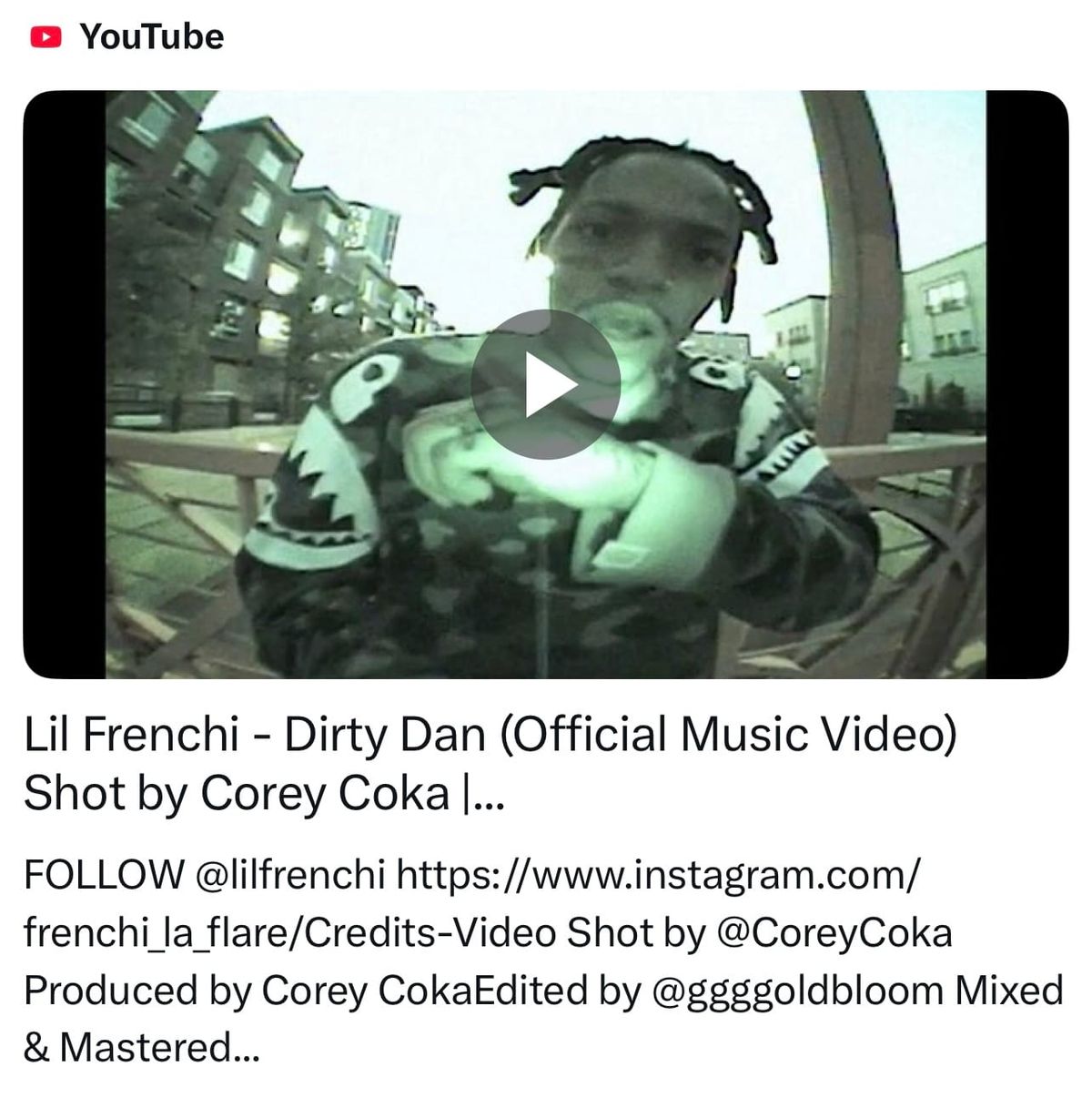 [NEW VIDEO] Lil Frenchi - Dirty Dan (Official Music Video) Shot by Corey Coka | via Mile High Minute @YouTube