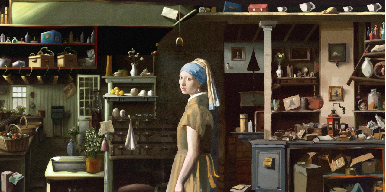 DALL·E, outpainted from&nbsp;Girl with a Pearl Earring&nbsp;by Johannes Vermeer