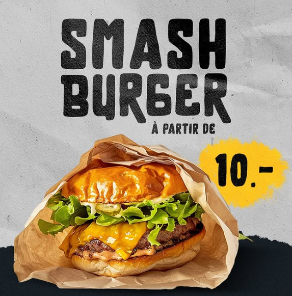 Publicité de The Standard pour le smash burger à 10 francs