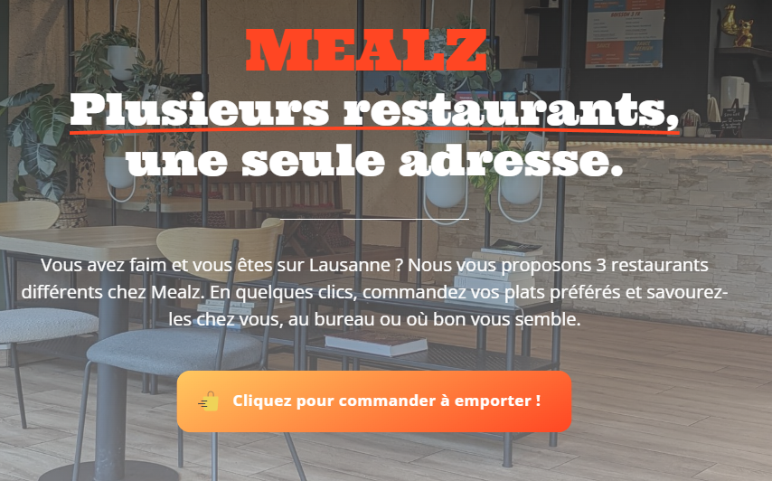 Une capture d'écran du site internet Mealz