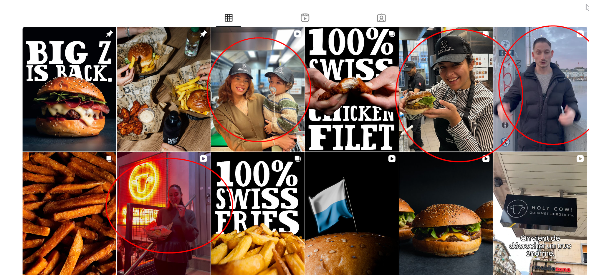 Capture d'écran des réseaux sociaux de Holy Cow.