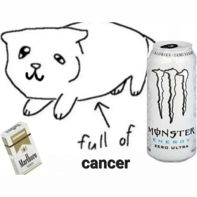 Mème sur le Monster Energy Ultra et les cigarettes.