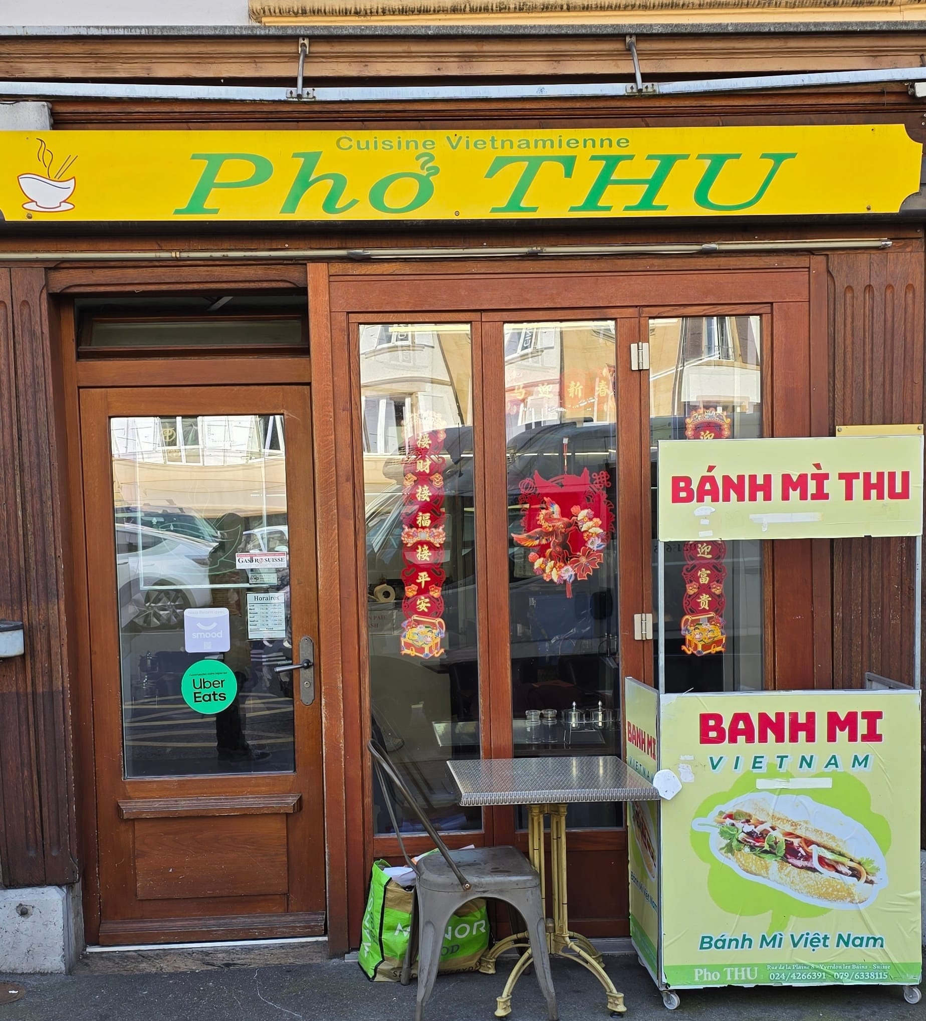 La devanture d'un restaurant vietnamien à Yverdon