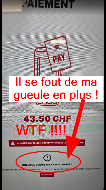 Écran de paiement chez Five Days à Lausanne.