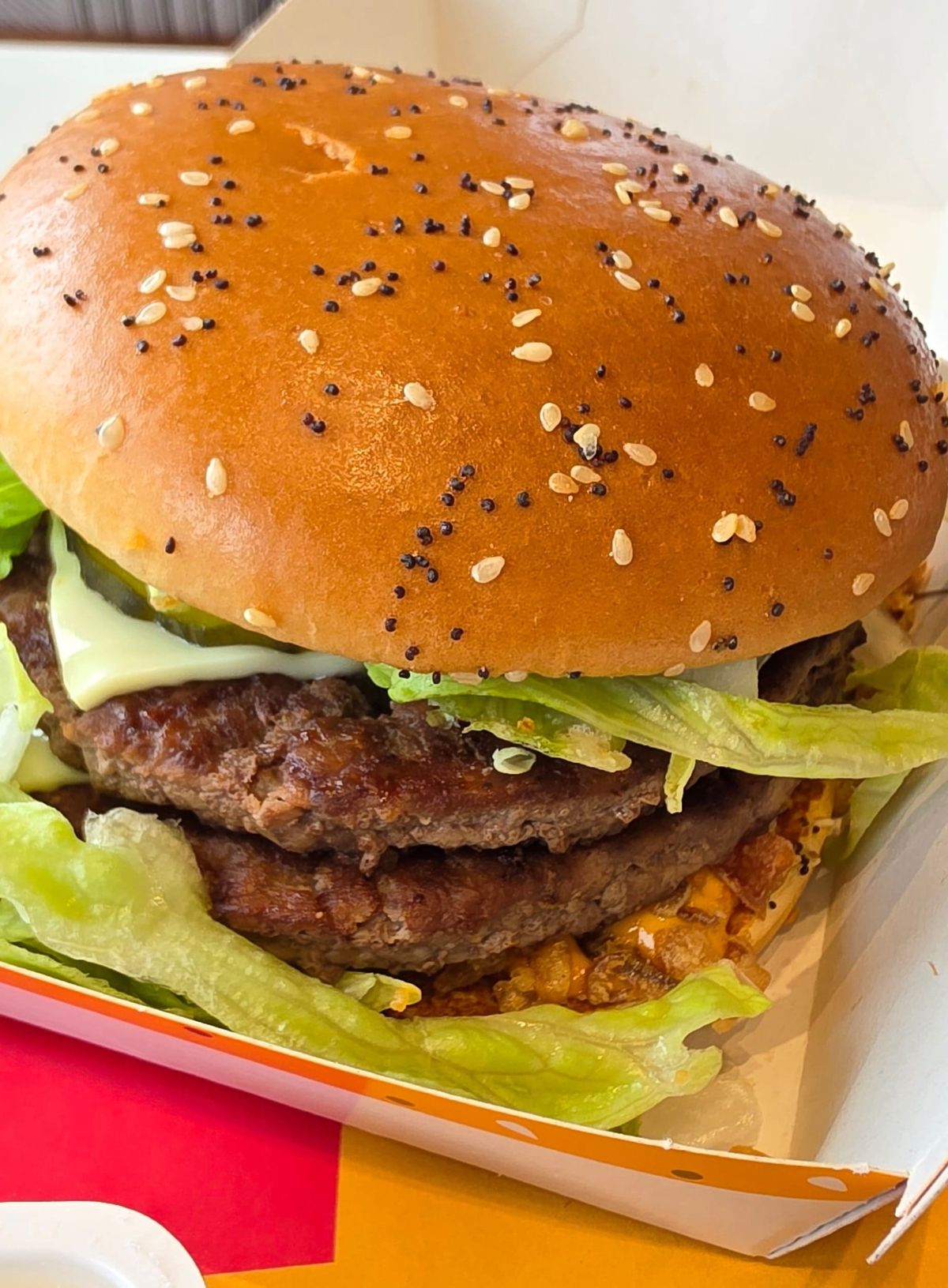 Une photo du burger de chez McDonald's The M.