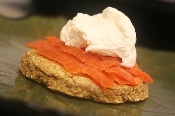 Oat Cake with Samon &amp; Creme Fraiche