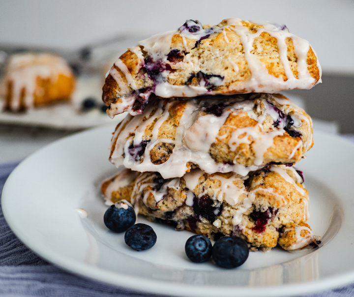 Easy Blueberry Scones with Vanilla Icing
