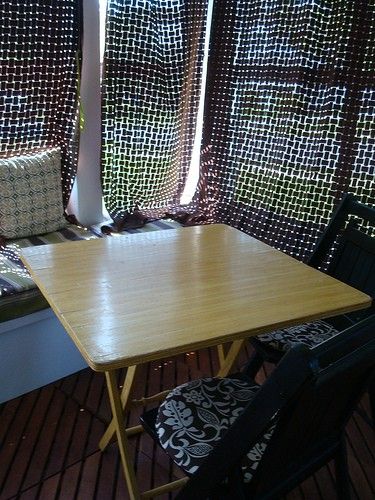 Seating and prep area on the sunporch