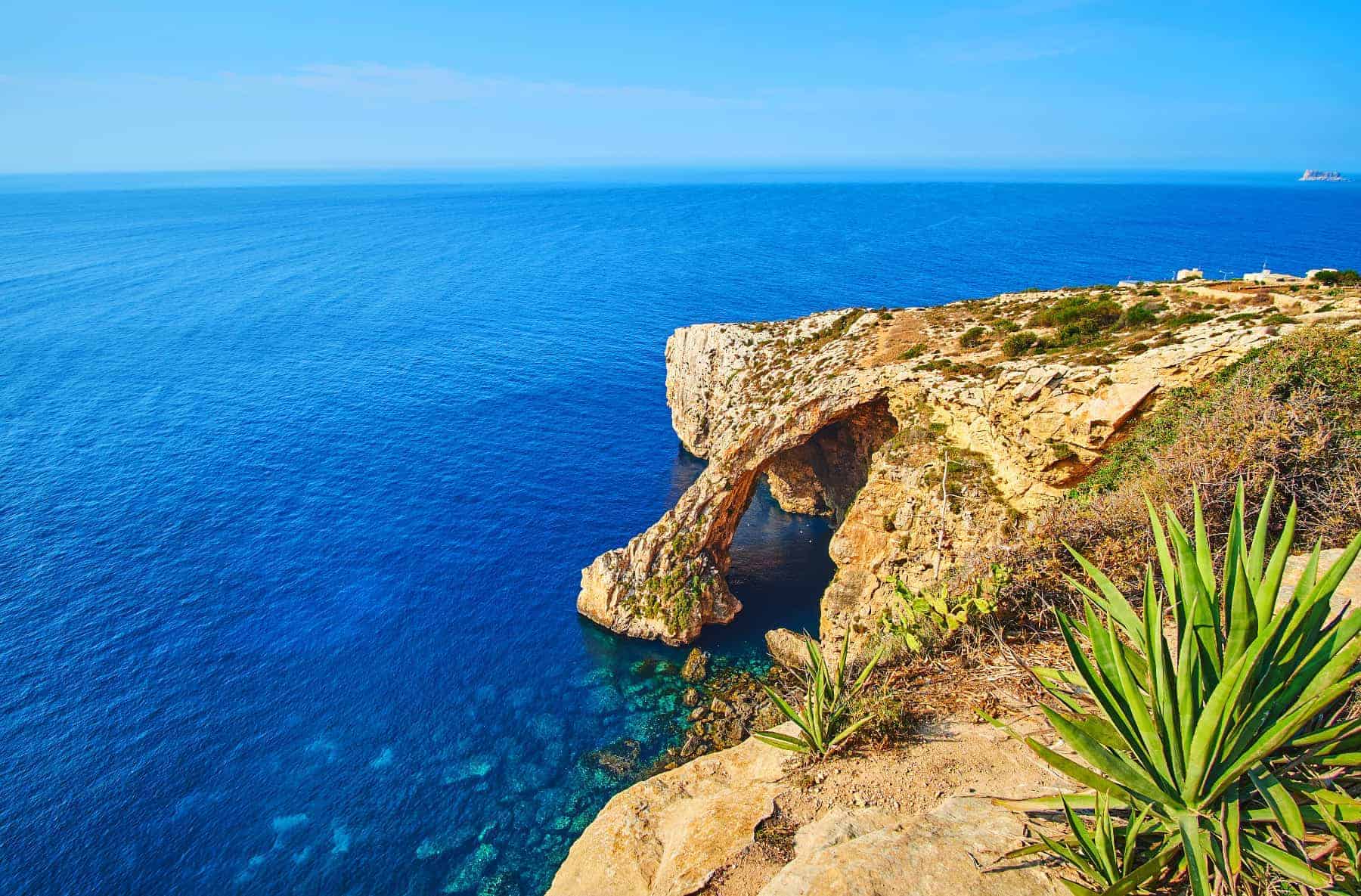 Rocks of the Blue Grotto not far from Qrendi, Malta