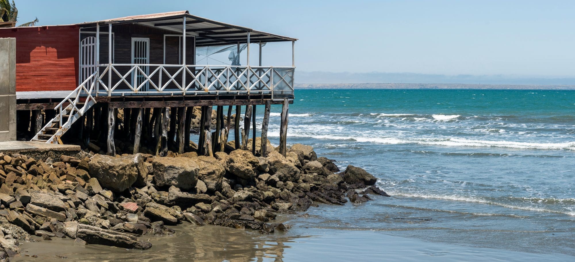 Colan, Piura, Peru: View of traditional house at the shore of Colan beach, in Piura, Peru
