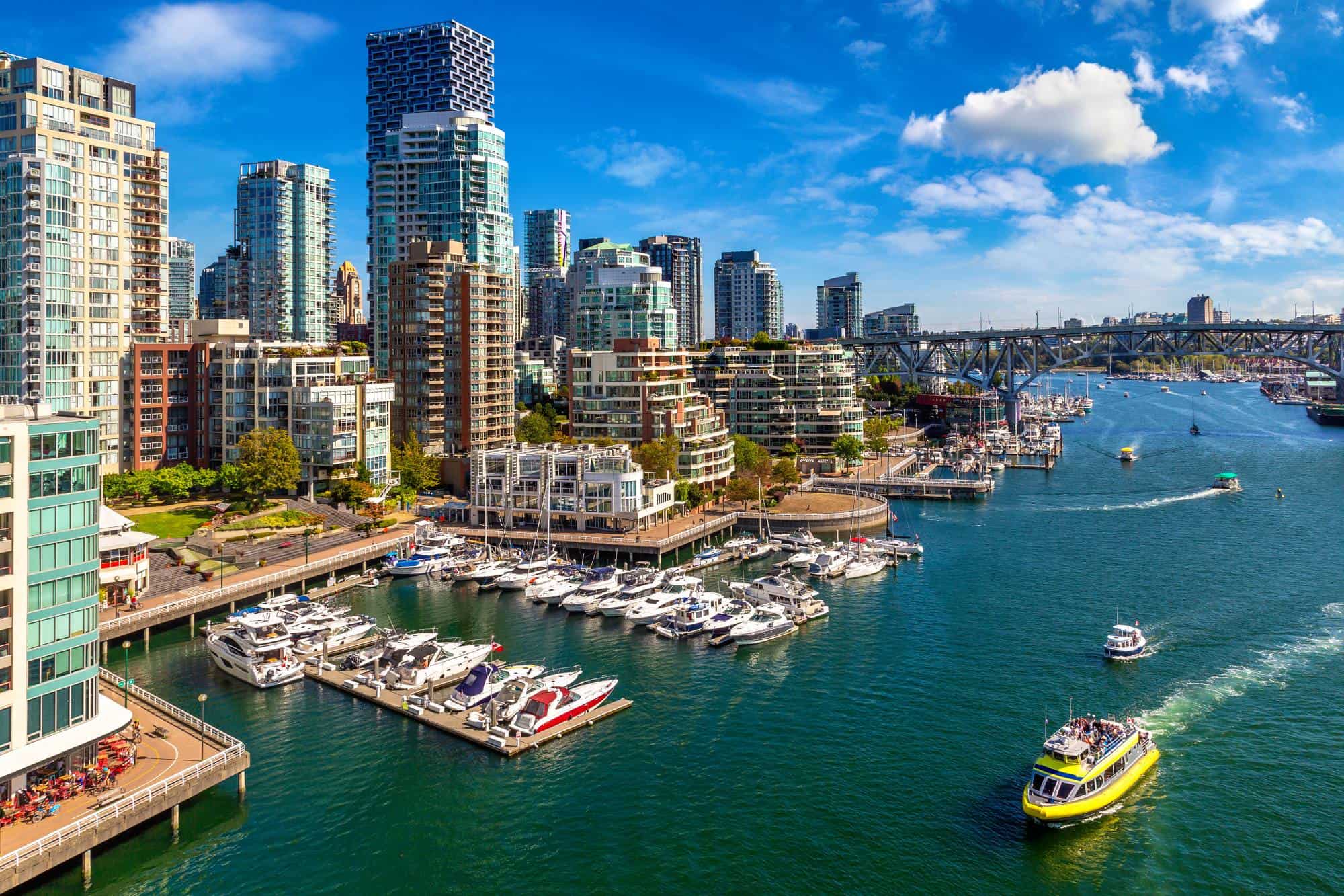An aerial view of False Creek in Vancouver, British Columbia